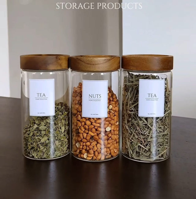glass Jars with Acacia Air tight lids