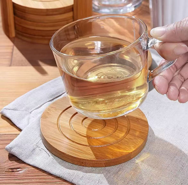 Round Bamboo Coaster Set 6PCS