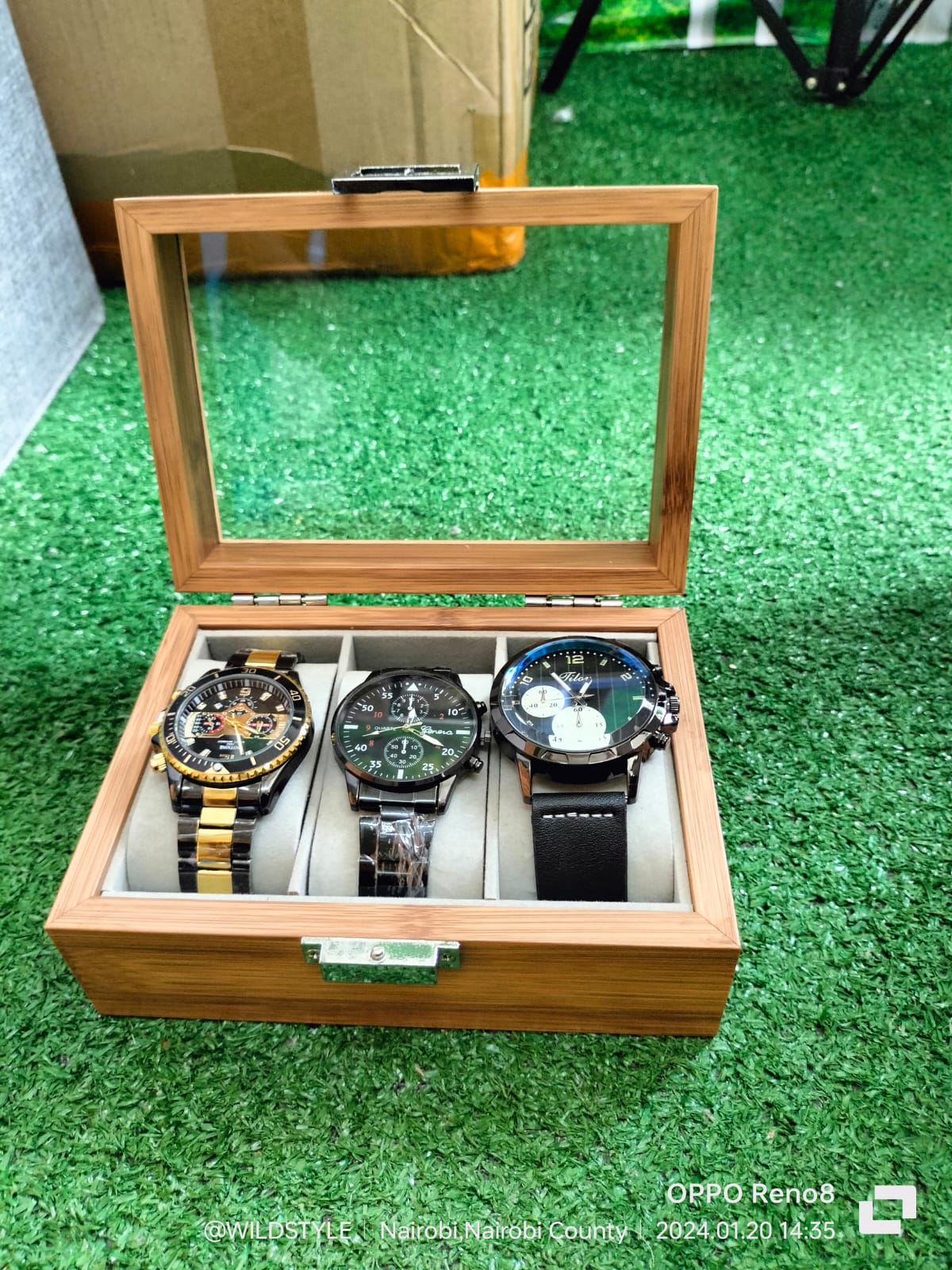wooden watch organizer 3 slots