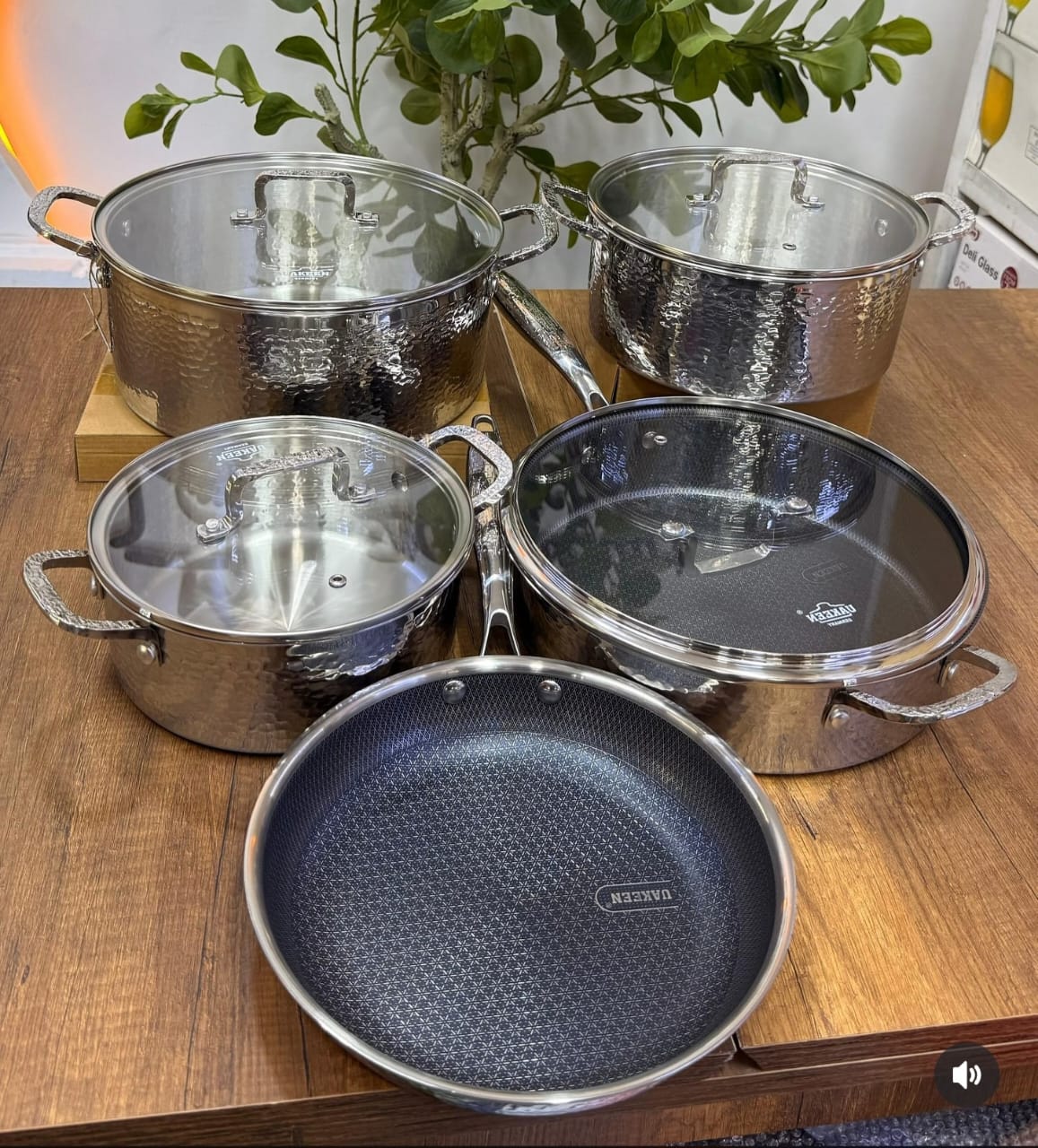 Premium High quality Tripply S/S Stainless steel cookware set with Hammered Patterned design