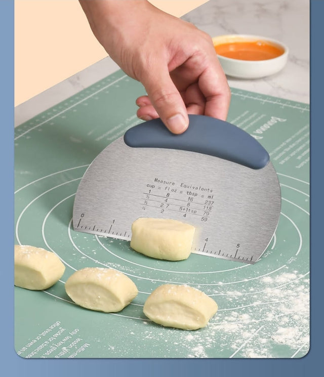 Pro Dough Pastry Scraper/Cutter/Chopper Stainless Steel Mirror Polished with Measuring Scale