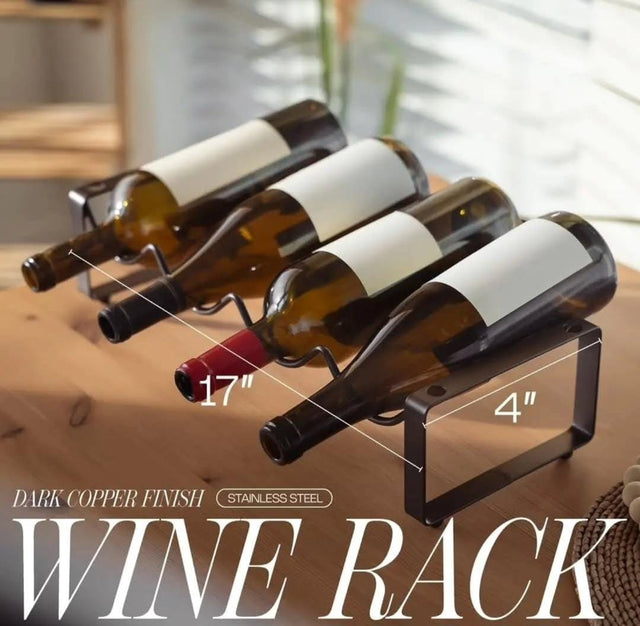 4-Bottle Metal Wine Rack 17 × 4 Inches