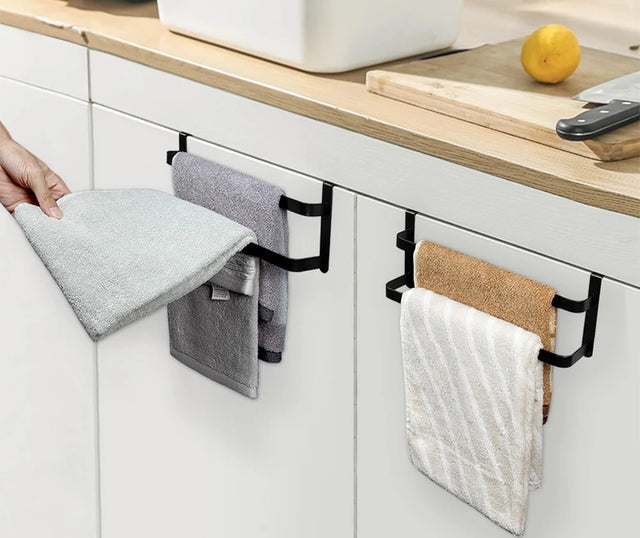 Steel 2 Tier Over Cabinet Door Towel Holder Rack
