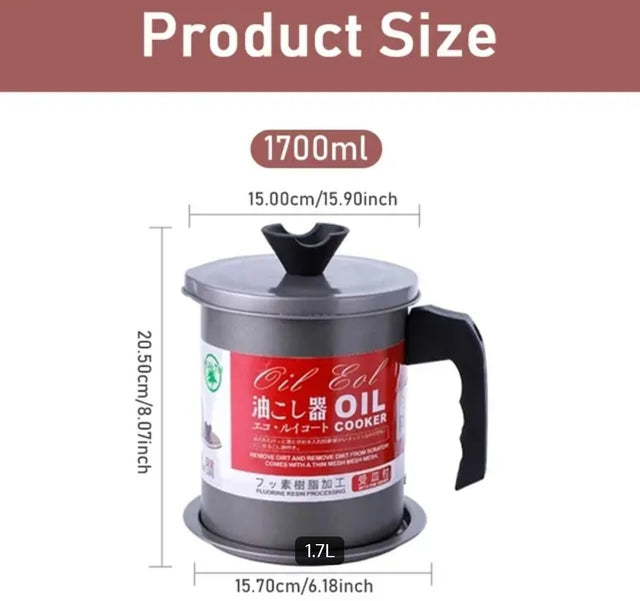 1.7L Oil Filter Jar with Fine Mesh Strainer