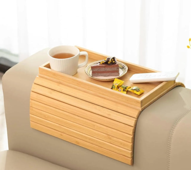 Foldable Bamboo Sofa Armrest Tray