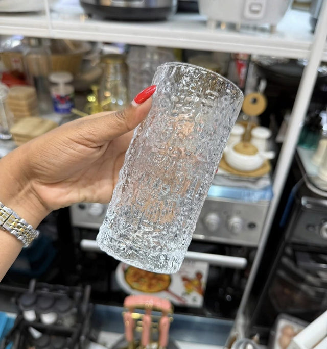 Heavy Borosilicate Patterned Glass 330ml 6pcs set