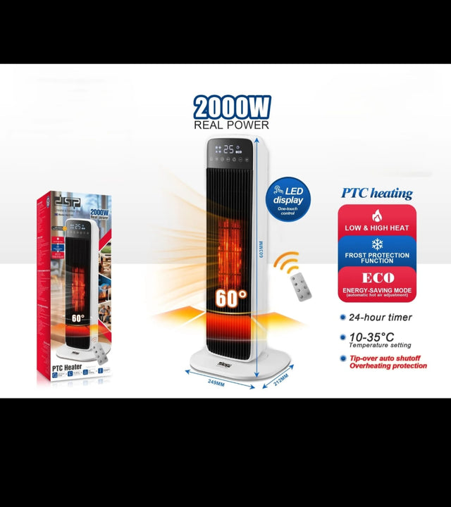 tower heater, PTC heater, DSP heater, electric heater, room heater Kenya, heater with remote, space heater Nairobi, energy saving heater, winter heater, home heater