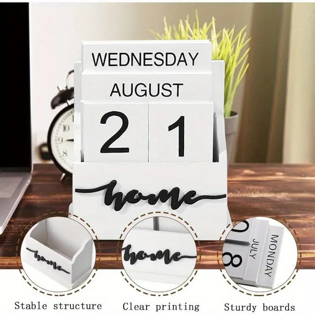 Wooden Perpetual Calendar — Timeless Desk and Home Decor