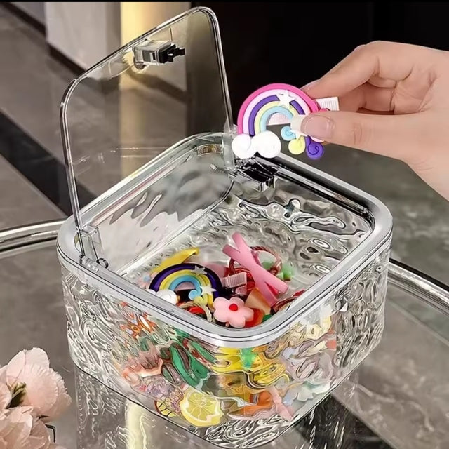 Textured Acrylic Storage Box with Press-Open Lid
