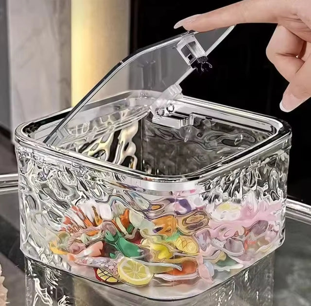 Textured Acrylic Storage Box with Press-Open Lid