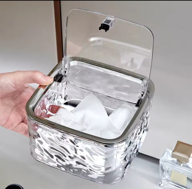 Textured Acrylic Storage Box with Press-Open Lid