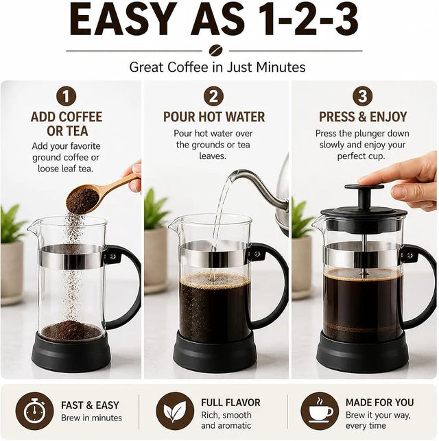 Manual Glass French Coffee Press and Tea Maker spn