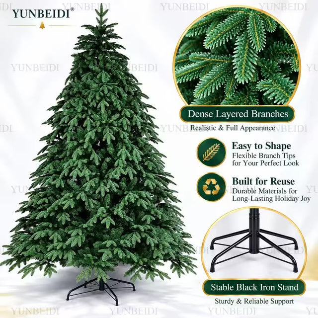 Premium PVC Green Artificial Christmas Tree with 3000 Leaves and Black Iron Stand — 2.4 Metres (8 ft) car