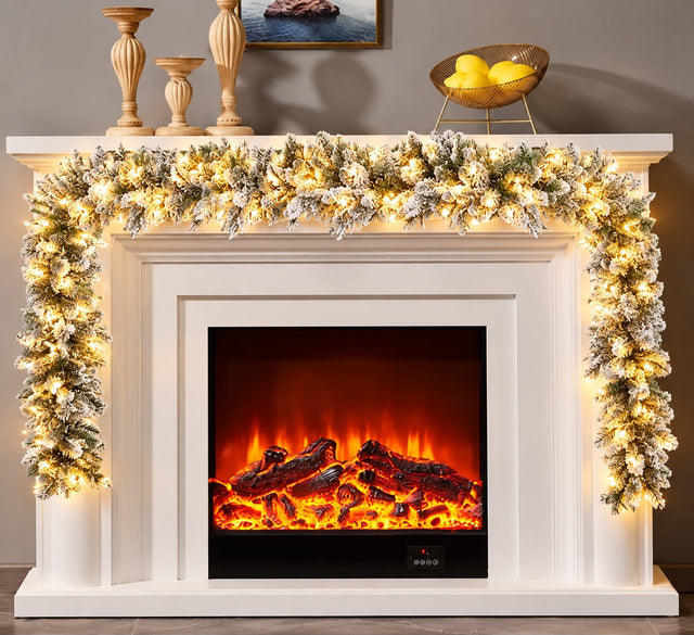 Snow Flocked Christmas Garland with Inbuilt Lights — 2.7 Metres car