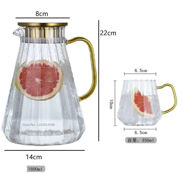 Glass Decanter Kettle & Cups Set