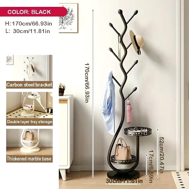 Modern Tree Style Standing Coat Rack with Storage Tray