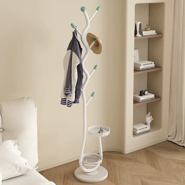Modern Tree Style Standing Coat Rack with Storage Tray