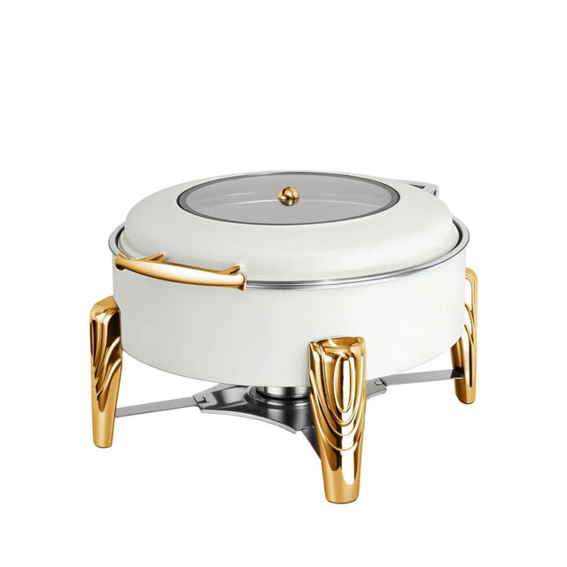 6L Round Hydraulic Chafing Dish – Black/White & Gold