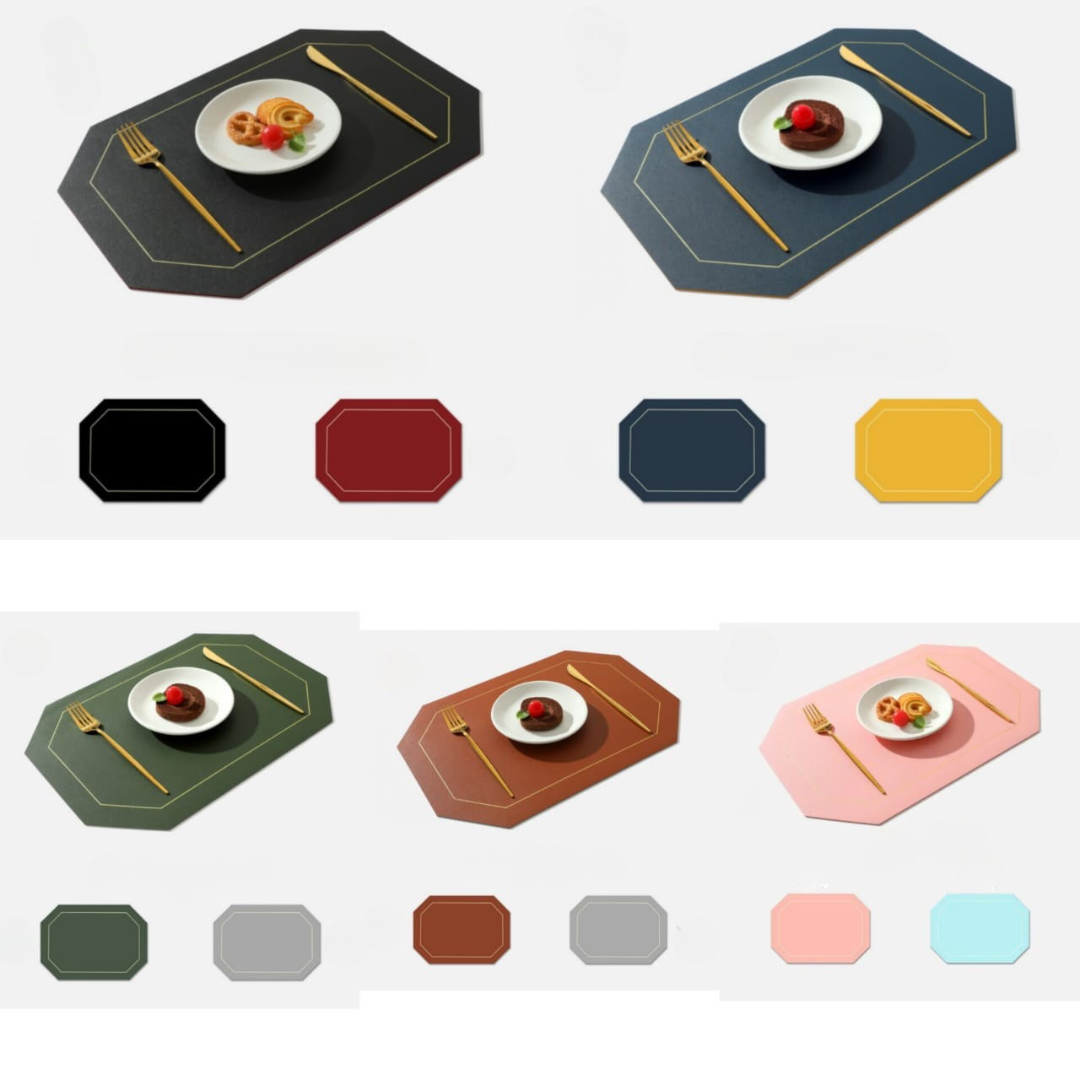 Double sided PU leather Nordic Style  Antislip Tablemats 6Pcs