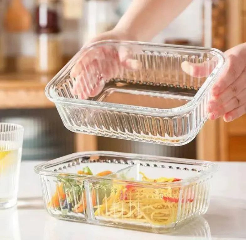 Borosilicate Glass Food Storage Container Set with Leakproof Lids (410ml, 700ml, 1050ml) 3-Piece set