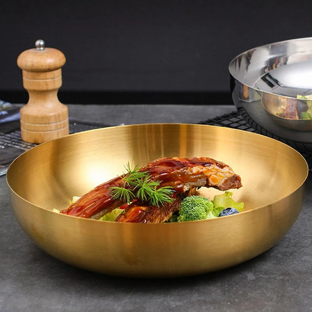 Gold Stainless Steel Ramen & Serving Bowl – 28cm 3-Litre