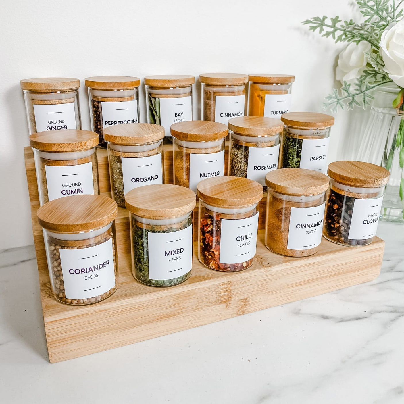 airtight glass spice jars 15pcs set pack