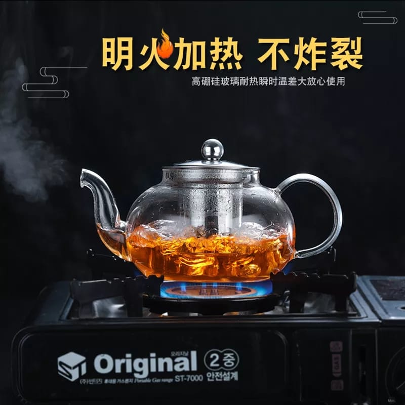 High Borosilicate glass tea/Coffee pot with stainless steel glass filter infuser