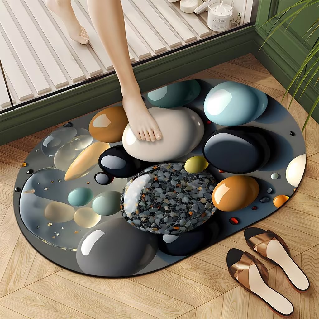 Big size Oval 48*78cm Bathroom/ Door mats with rubber underside