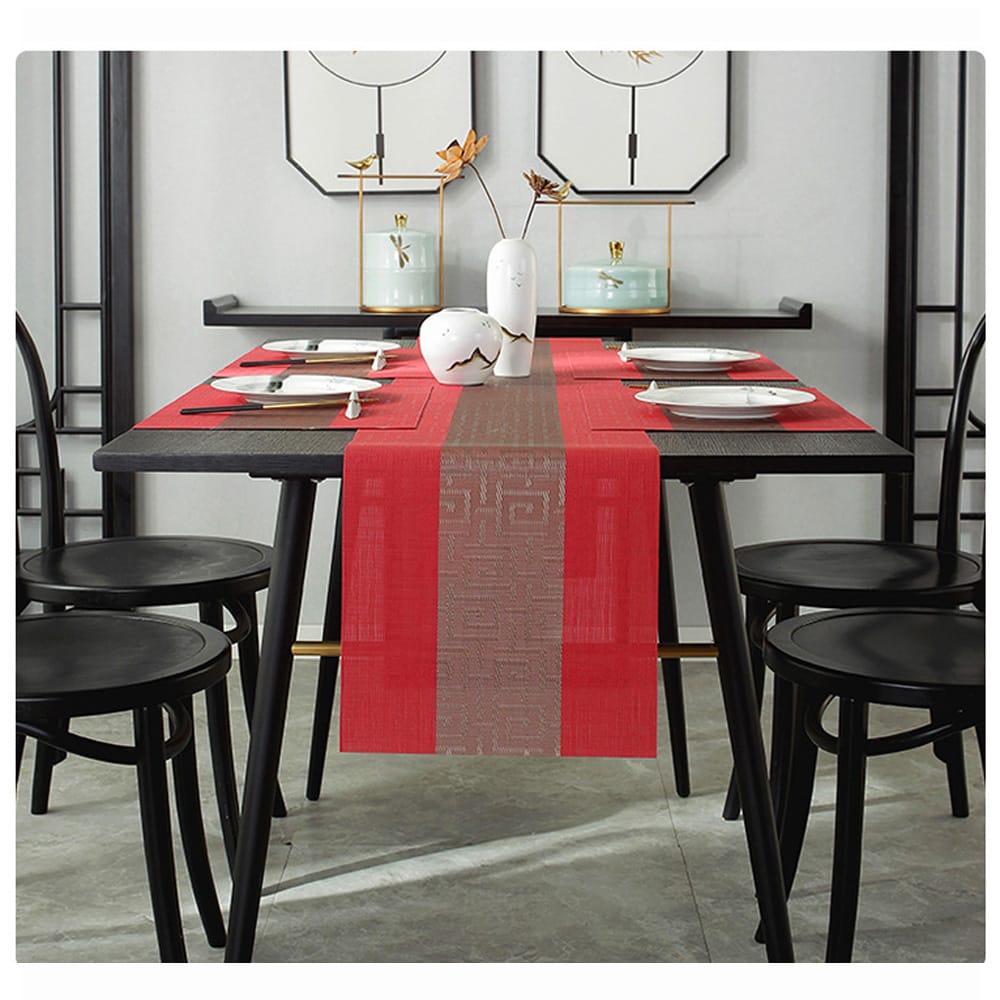pvc table mats plus one table runner(30*180cm)6pcs