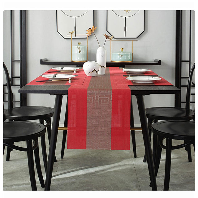 pvc table mats plus one table runner(30*180cm)6pcs