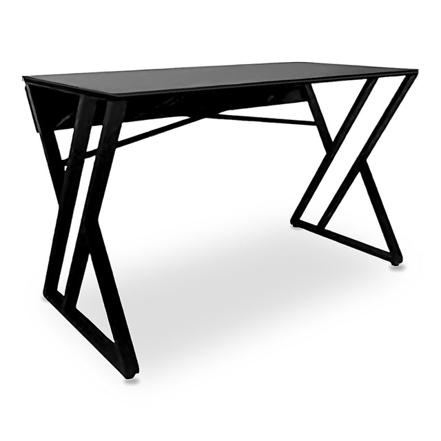 Study desk black top with X frame metal legs product view — iDecorators Kenya