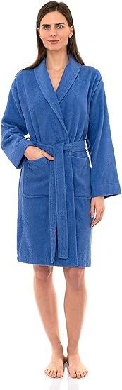 blue cotton bathrobe