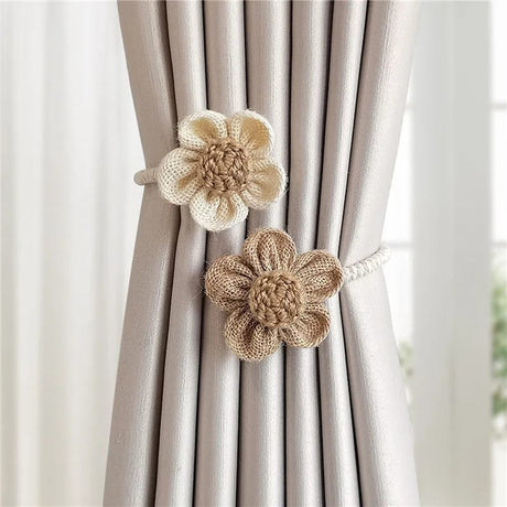 Flower Shape Curtain Tieback Elastic Band Window Curtain Buckles Magnetic Buckle Curtain Rope Holders Kids Room Home Decor