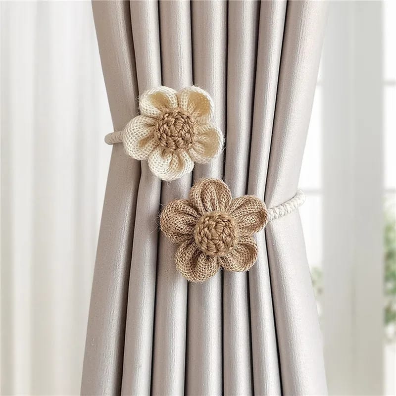 Flower Shape Curtain Tieback Elastic Band Window Curtain Buckles Magnetic Buckle Curtain Rope Holders Kids Room Home Decor