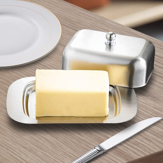 Metal Butter Dish with Lid – Stainless Steel Dimensions: 12.2 x 18.5 x 6.8 cm