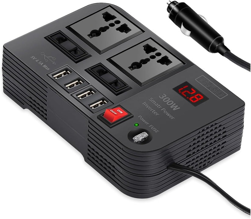 Portable Car Power Inverter Car Charging Adapter DC 12V to AC 220V 300W Converter 4USB Charger