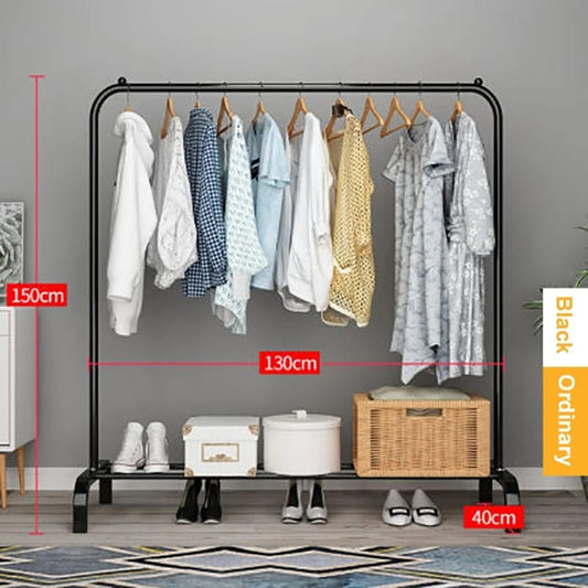 Single Pole Clothing Rack With Lower Storage Shelf for Boxes /Shoes