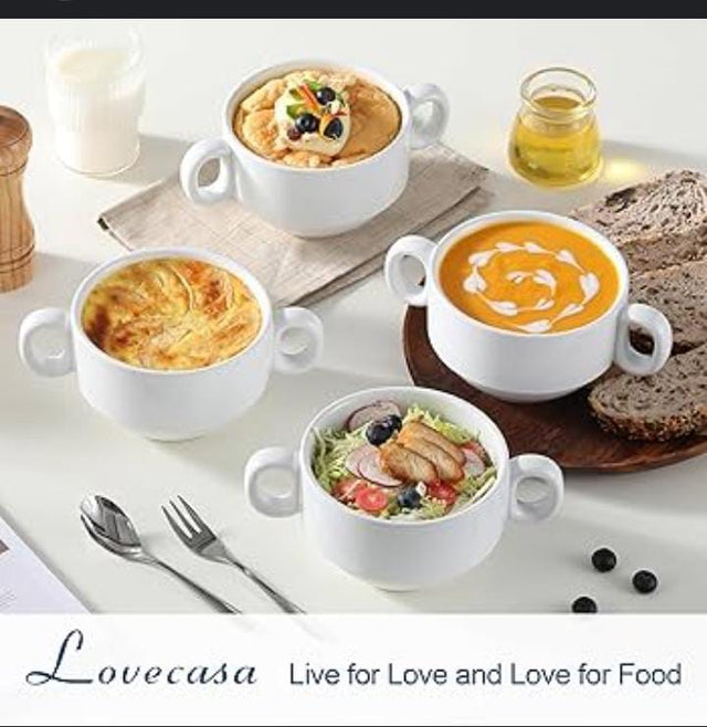 ceramic bowls with handles 6pcs