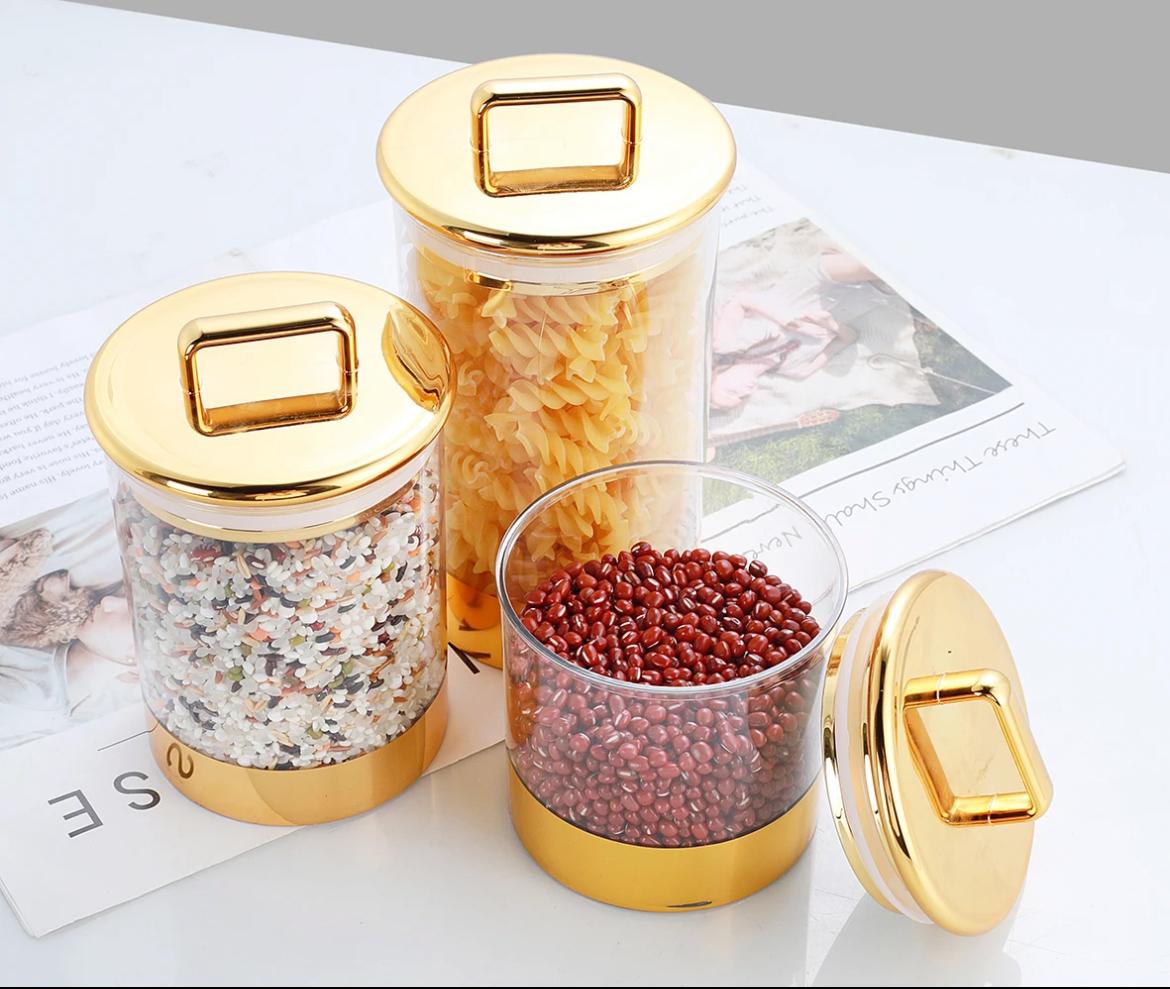 High quality luxury home decorative acrylic storage jars 3 pcs set