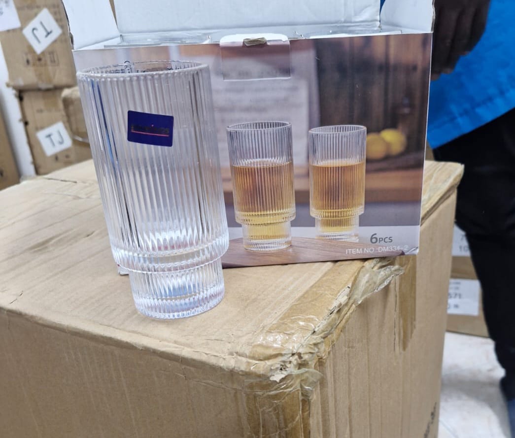 Fancy Aesthetic Highball crystal ribbed  glasses