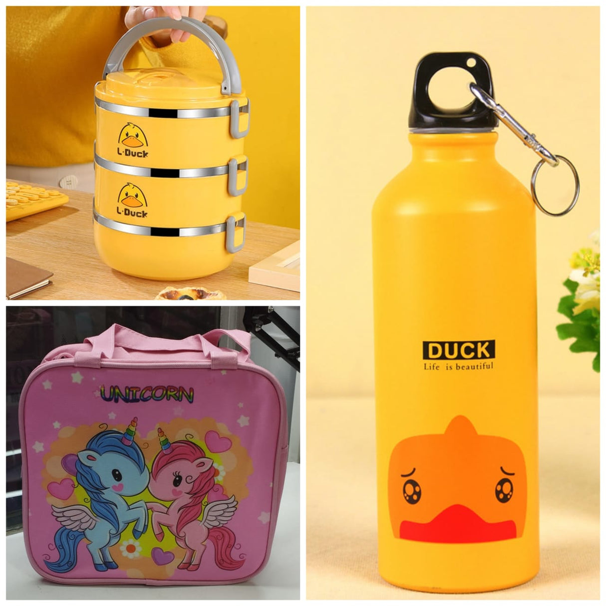 STAINLESS DETACHABLE LUNCH BOX COMBO SET 3 IN 1