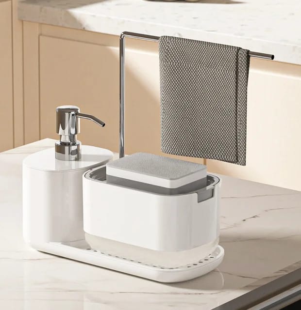 Nordic Classy Soap holder and dispenser with towel holder