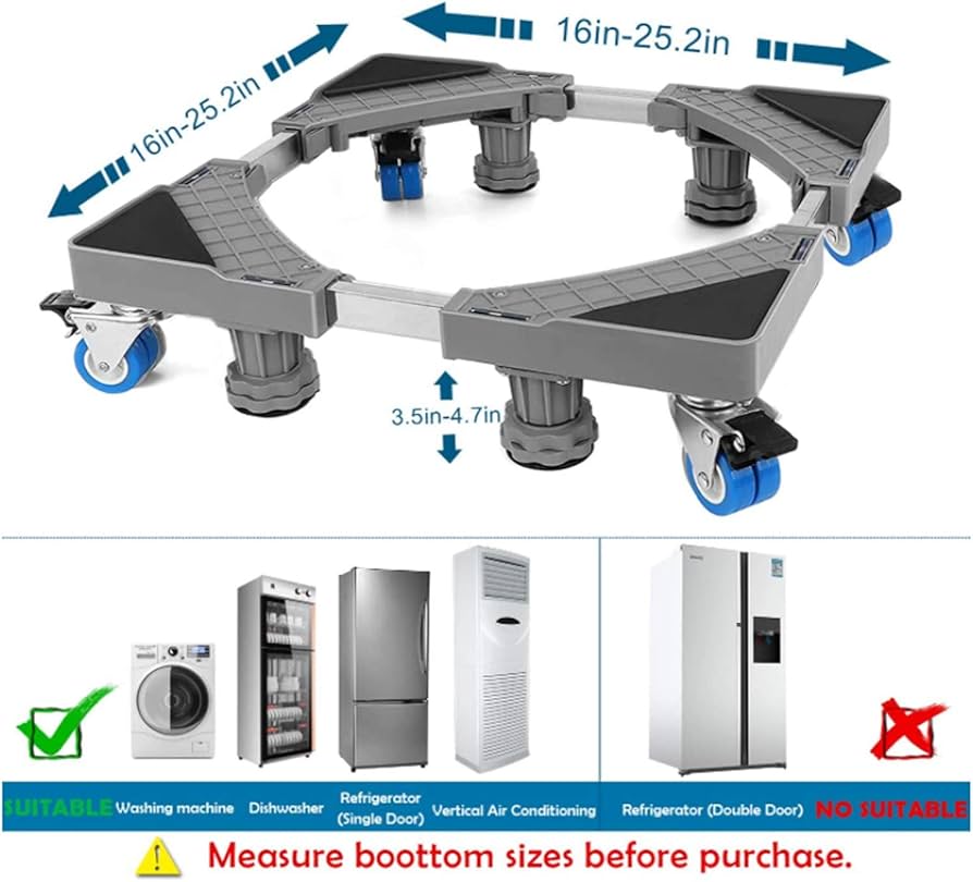 Heavy Duty Adjustable Appliance Stand with Vibration Pads
