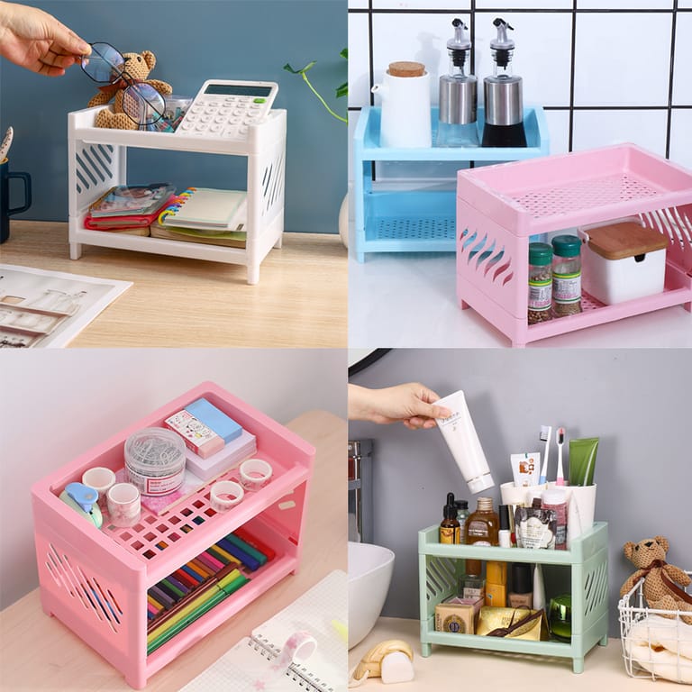Plastic 2-layer detachable desktop organizer tray Dimensions 24 × 15 × 18 cm