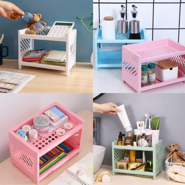 Plastic 2-layer detachable desktop organizer tray Dimensions 24 × 15 × 18 cm