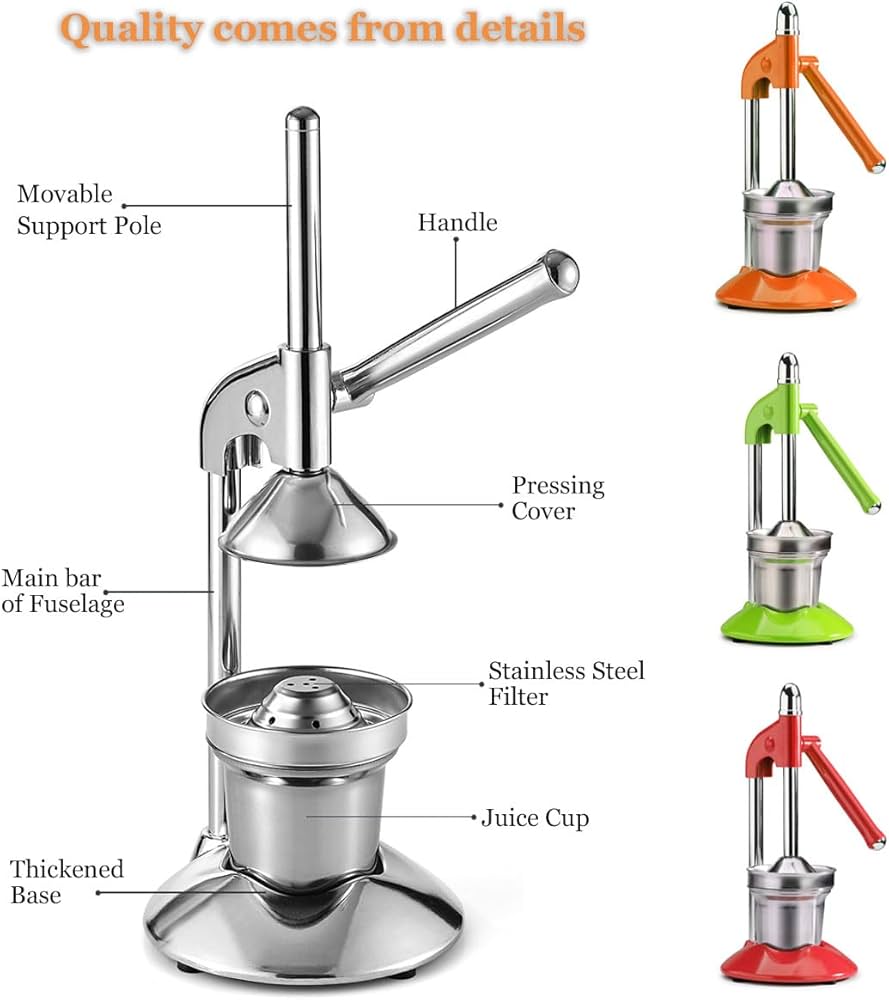 heavy duty Metallic manual citrus juicer stand machine