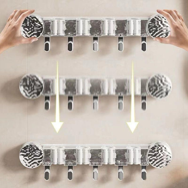 Multi-Purpose Hooks Mop Hanger / Rack with Hanging Hooks & Self adhesive Stickers