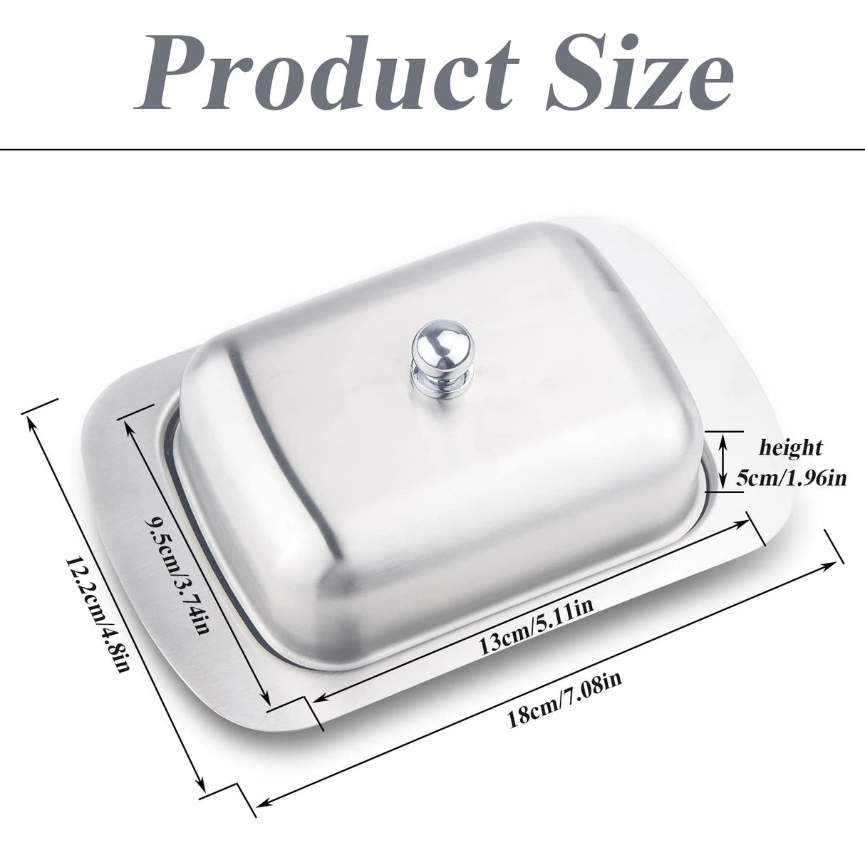 Metal Butter Dish with Lid – Stainless Steel Dimensions: 12.2 x 18.5 x 6.8 cm