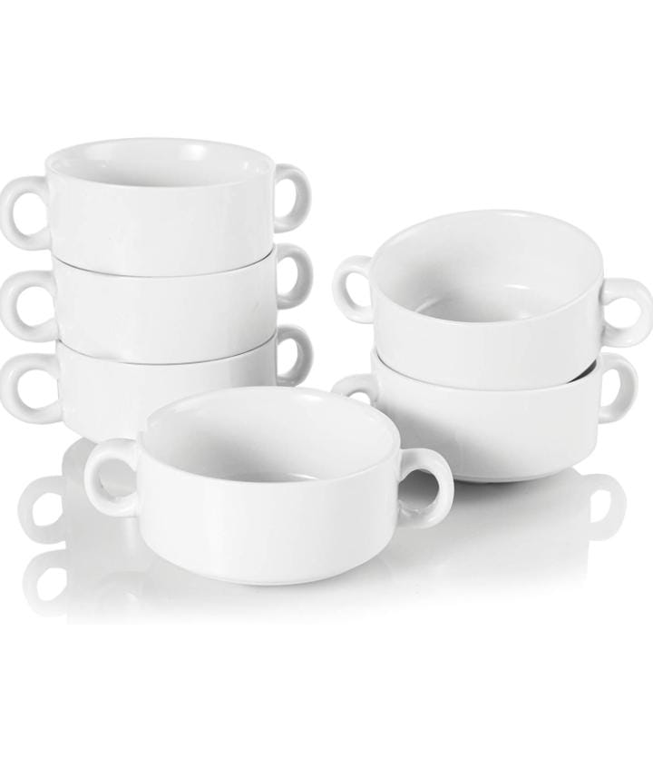 CERAMIC BOWL WITH 2 HANDLES a set of 6