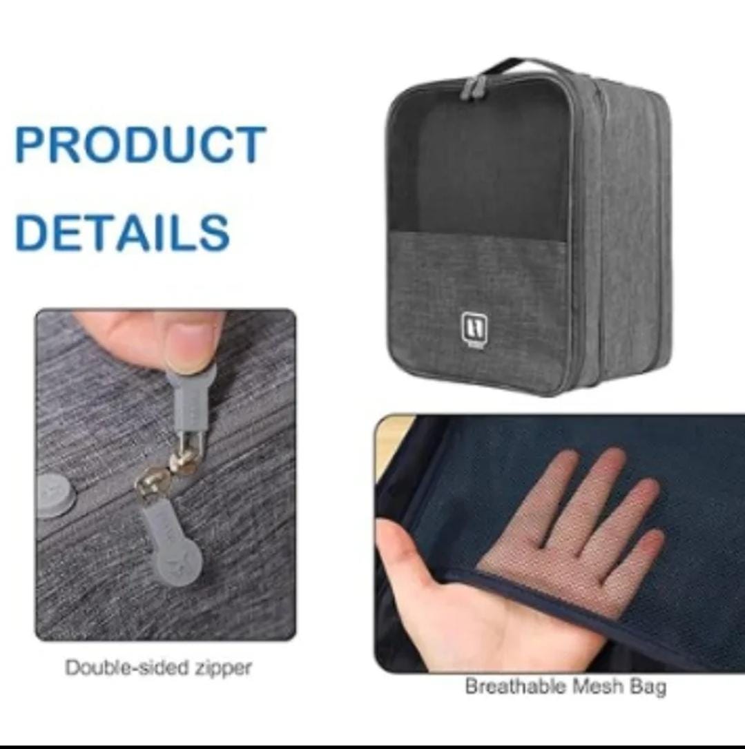 Waterproof Travel Shoe Bag — with breathable mesh & double zipper (20×13×30 cm)